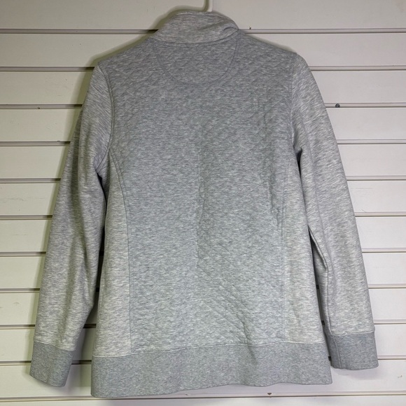 LL Bean Women's Medium Tall Grey Quilted Full-Zip Sweatshirt Hoodie Jacket Coat - Picture 3 of 8